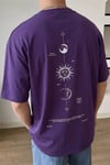 Erkek The Moon Mor Bisiklet Yaka Oversize Salas T-Shirt
