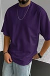 Erkek The Moon Mor Bisiklet Yaka Oversize Salas T-Shirt