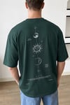 Erkek The Moon Petrol Yeşili Bisiklet Yaka Oversize Salas T-Shirt