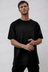 Erkek The Moon Siyah Bisiklet Yaka Oversize Salas T-Shirt