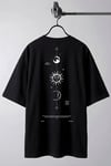 Erkek The Moon Siyah Bisiklet Yaka Oversize Salas T-Shirt