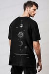 Erkek The Moon Siyah Bisiklet Yaka Oversize Salas T-Shirt
