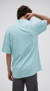 Erkek Turkuaz Basic Düz Baskısız Oversize Salas T-Shirt