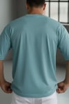 Erkek Turkuaz Geyik Baskılı Oversize Fit Bol Geniş Kalıp Salaş Kesim T-shirt