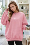 Free Life Baskılı 0 Sıfır Yaka Oversize Salaş Bol Kesim Polar Sweatshirt