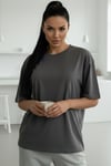Füme Basic Düz Baskısız Oversize Salas Boyfriend Kadın T-Shirt