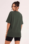 Haki Basic Düz Baskısız Oversize Salas Boyfriend Kadın T-Shirt