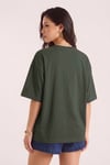 Haki Basic Düz Baskısız Oversize Salas Boyfriend Kadın T-Shirt
