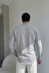 Helsinki Gri Renkli Keten Görünümlü Regular Rahat Kalıp Gömlek