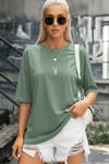 Kadın Açık Yeşil Geyik Oversize Salas Boyfriend T-shirt