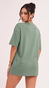 Kadın Açık Yeşil Geyik Oversize Salas Boyfriend T-shirt