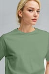 Kadın Açık Yeşil Nefes Alan Bisiklet Yaka Regular Fit Normal Kesim Baskisiz Basic T-Shirt