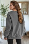 Kadın Antrasit Basic 0 Sıfır Yaka Baskısız Düz Oversize Salaş Bol Kesim Polar Sweatshirt 