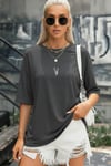 Kadın Antrasit Melanj Geyik Oversize Salas Boyfriend T-shirt