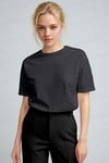 Kadın Antrasit Nefes Alan Bisiklet Yaka Regular Fit Normal Kesim Baskisiz Basic T-Shirt