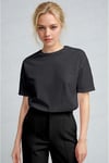 Kadın Antrasit Nefes Alan Bisiklet Yaka Regular Fit Normal Kesim Baskisiz Basic T-Shirt
