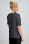 Kadın Antrasit Nefes Alan Bisiklet Yaka Regular Fit Normal Kesim Baskisiz Basic T-Shirt