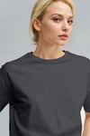 Kadın Antrasit Nefes Alan Bisiklet Yaka Regular Fit Normal Kesim Baskisiz Basic T-Shirt