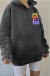 Kadın Antrasit See Good Baskılı 3 iplik Şardonlu Kapüşonlu Oversize Salaş Bol Kesim Hoodie Sweatshirt