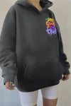 Kadın Antrasit See Good Baskılı 3 iplik Şardonlu Kapüşonlu Oversize Salaş Bol Kesim Hoodie Sweatshirt