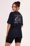 Kadın Arid Mountain Lacivert Oversize Salas T-Shirt