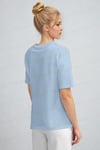Kadın Bebe Mavisi %100 Pamuk Nefes Alan Bisiklet Yaka Regular Fit Normal Kesim Baskisiz Basic T-Shirt