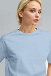 Kadın Bebe Mavisi %100 Pamuk Nefes Alan Bisiklet Yaka Regular Fit Normal Kesim Baskisiz Basic T-Shirt