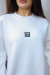 Kadın Beyaz Free Life Baskılı 0 Sıfır Yaka Oversize Salaş Bol Kesim Polar Sweatshirt