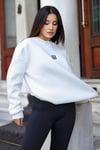 Kadın Beyaz Free Life Baskılı 0 Sıfır Yaka Oversize Salaş Bol Kesim Polar Sweatshirt