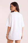 Kadın Beyaz Oversize Celestial Sun Moon Baskılı T-Shirt - K2113