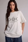 Kadın Beyaz Oversize Celestial Sun Moon Baskılı T-Shirt - K2113
