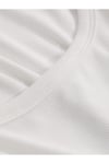 Kadın Beyaz U Yaka Kısa Kollu Fitilli Kaşkorse Body T-Shirt