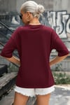 Kadın Bordo Geyik Oversize Salas Boyfriend T-shirt
