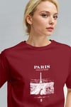 Kadın Bordo Paris Regular Fit Normal Kalıp T-shirt