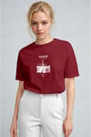 Kadın Bordo Paris Regular Fit Normal Kalıp T-shirt