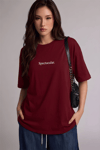 Kadın Bordo Spectacular Oversize Salas T-Shirt