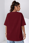 Kadın Bordo Spectacular Oversize Salas T-Shirt