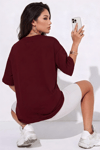Kadın Bordo Spectacular Oversize Salas T-Shirt