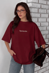 Kadın Bordo Spectacular Oversize Salas T-Shirt
