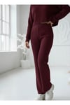 Kadın Bordo Triko Pantolon Tek Alt S-M-L Uyumlu Esnek Tek Beden