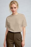 Kadın Camel %100 Pamuk Nefes Alan Bisiklet Yaka Regular Fit Normal Kesim Baskisiz Basic T-Shirt