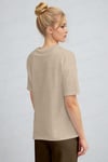 Kadın Camel %100 Pamuk Nefes Alan Bisiklet Yaka Regular Fit Normal Kesim Baskisiz Basic T-Shirt