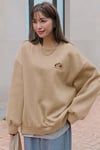 Kadın Camel Arid Mountain Baskılı 0 Sıfır Yaka Oversize Salaş Bol Kesim Polar Sweatshirt