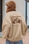 Kadın Camel Arid Mountain Baskılı 0 Sıfır Yaka Oversize Salaş Bol Kesim Polar Sweatshirt