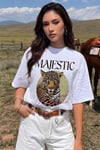 Kadın Ekru Beyaz Majestic Oversize Fit Bol Geniş Kalıp Salaş Kesim T-shirt