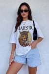 Kadın Ekru Beyaz Majestic Oversize Fit Bol Geniş Kalıp Salaş Kesim T-shirt