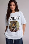 Kadın Ekru Beyaz Majestic Oversize Fit Bol Geniş Kalıp Salaş Kesim T-shirt