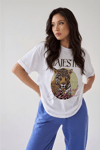 Kadın Ekru Beyaz Majestic Oversize Fit Bol Geniş Kalıp Salaş Kesim T-shirt