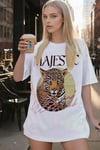 Kadın Ekru Beyaz Majestic Oversize Fit Bol Geniş Kalıp Salaş Kesim T-shirt