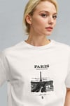 Kadın Ekru Beyaz Paris Regular Fit Normal Kalıp T-shirt